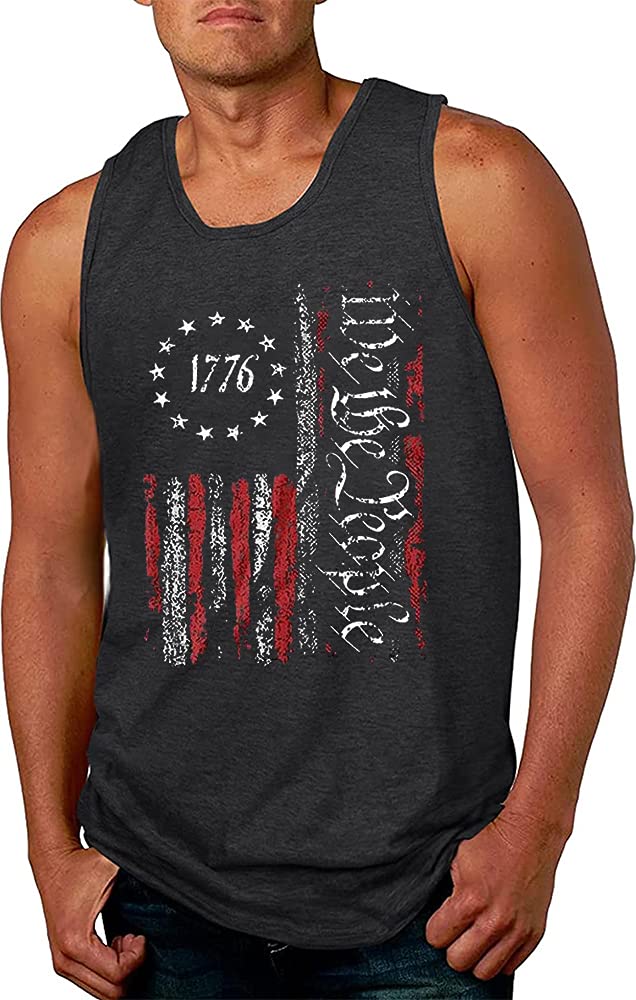 We The People 1776 Tank Tops for Men American Flag Graphic Patriotic Tee Shirt Funny Workout Gym Muscle Tank Shirts