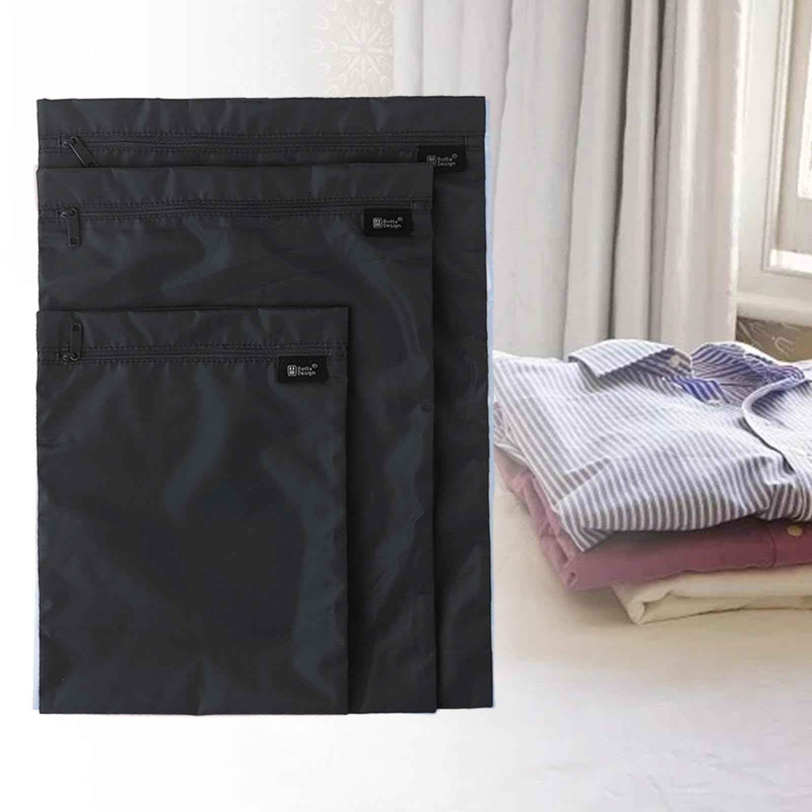 5 Set 3 Stück Reise-Wäschesäcke, wiederverwendbar, schmutzige Kleidung, Tasche für Pool, Reisen, Yoga, Schwarz