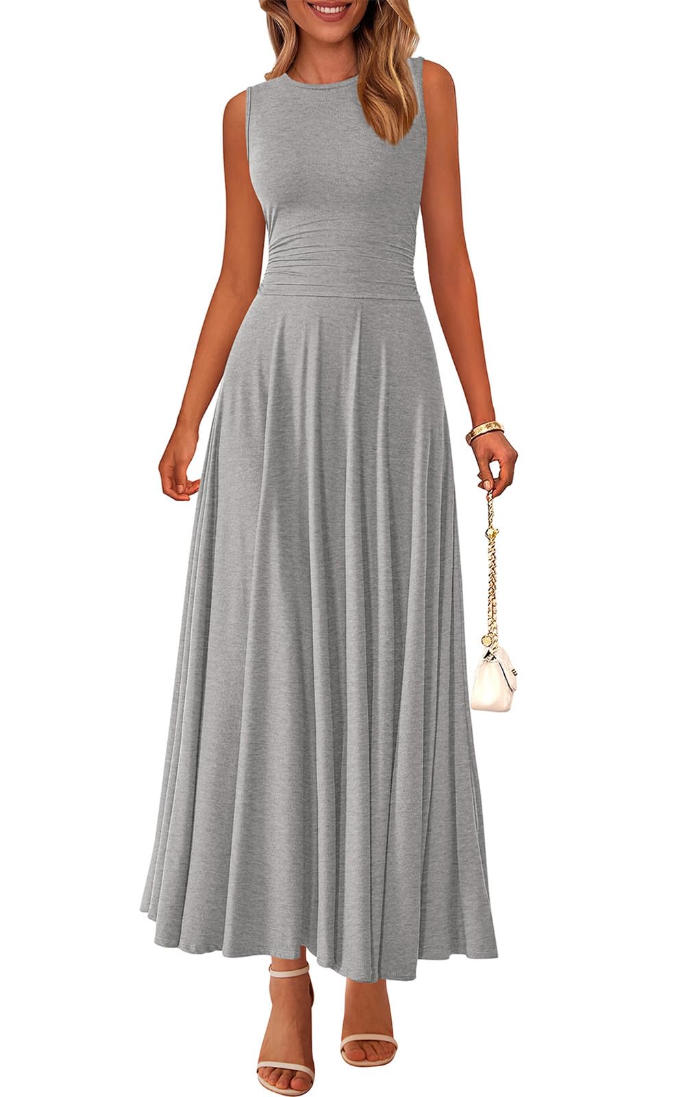 PRETTYGARDEN Womens Sleeveless Summer Dresses 2026 Flowy Aline Maxi Dress