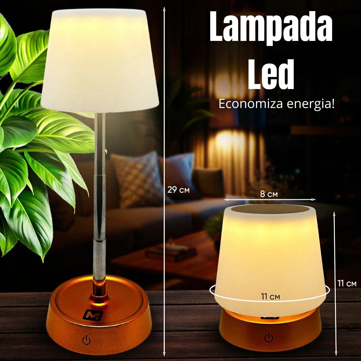 Luminária Abajur de Mesa LED Ajustável com Carregamento USB – Iluminação Inteligente e Funcional para Seu Espaço