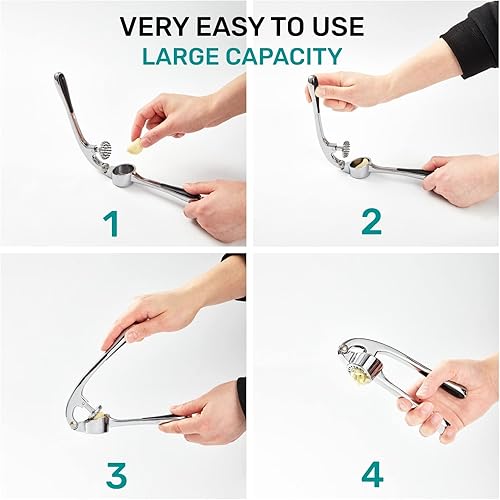 Miniatura 11 de Prensa de ajo, trituradora de ajo de cocina a prueba de óxido con mango ergonómico, trituradora de jengibre con buen agarre, fácil de limpiar, apta