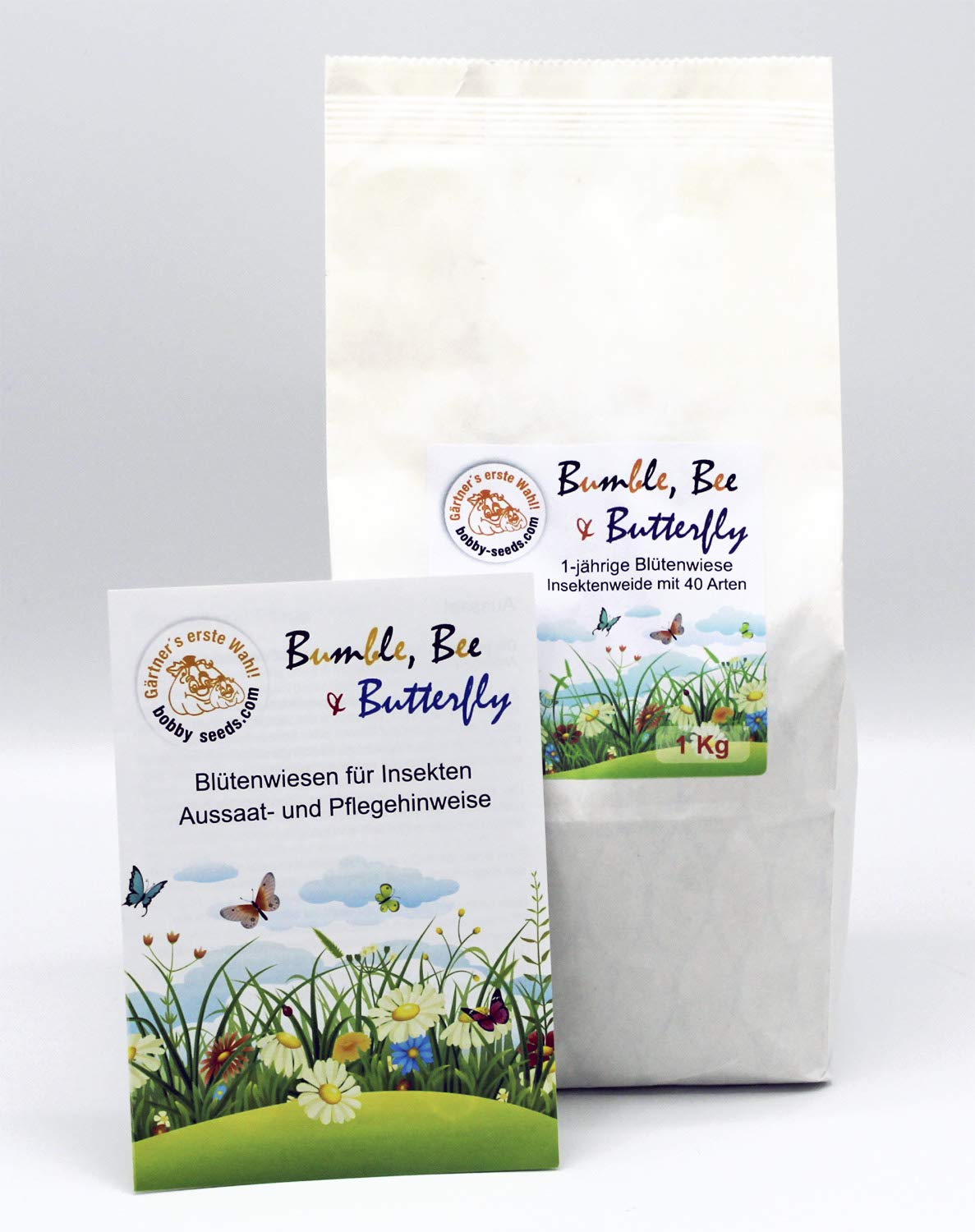 Bienenweide Bumble, Bee & Butterfly von bobby-seeds, einjährige Blumenmischung und Insektenweide mit 15 Arten 1000 Gramm