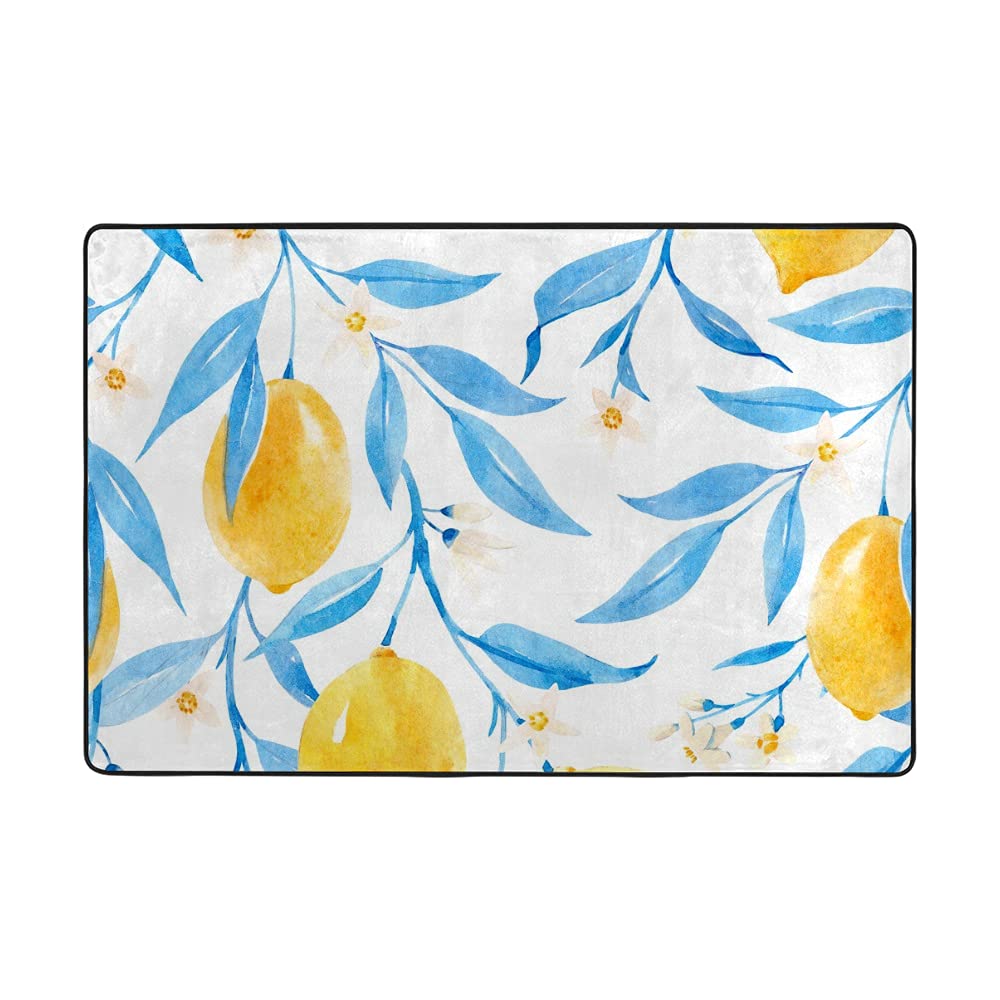Grand tapis de sol 160x122 cm décoration d'intérieur velours corail citrons