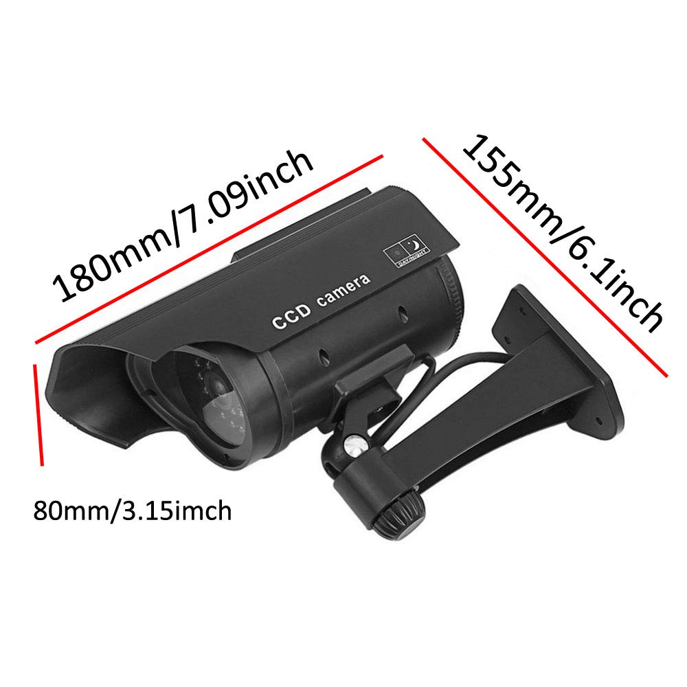 ELEAR™ 4 X Énergie solaire noir Fausse sécurité fictive Caméra CCTV imperméable à l'eau IR LED Surveillance intérieure extérieure