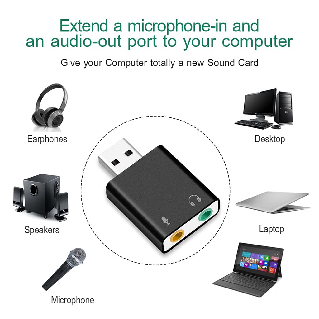 Scheda audio esterna USB 2.0 7.1 adattatore surround per PC apparecchiature analogiche e digitali Adattatore USB con microfono