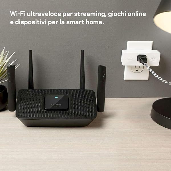 Linksys MR8300 Router Tri Band Mesh AC2200 Compatibile con il Sistema Wi Fi Mesh per Tutta la Casa Linksys Velop 4 Porte Gigabit Ethernet Filtro Famiglia tramite lApp Linksys Funziona con Alexa