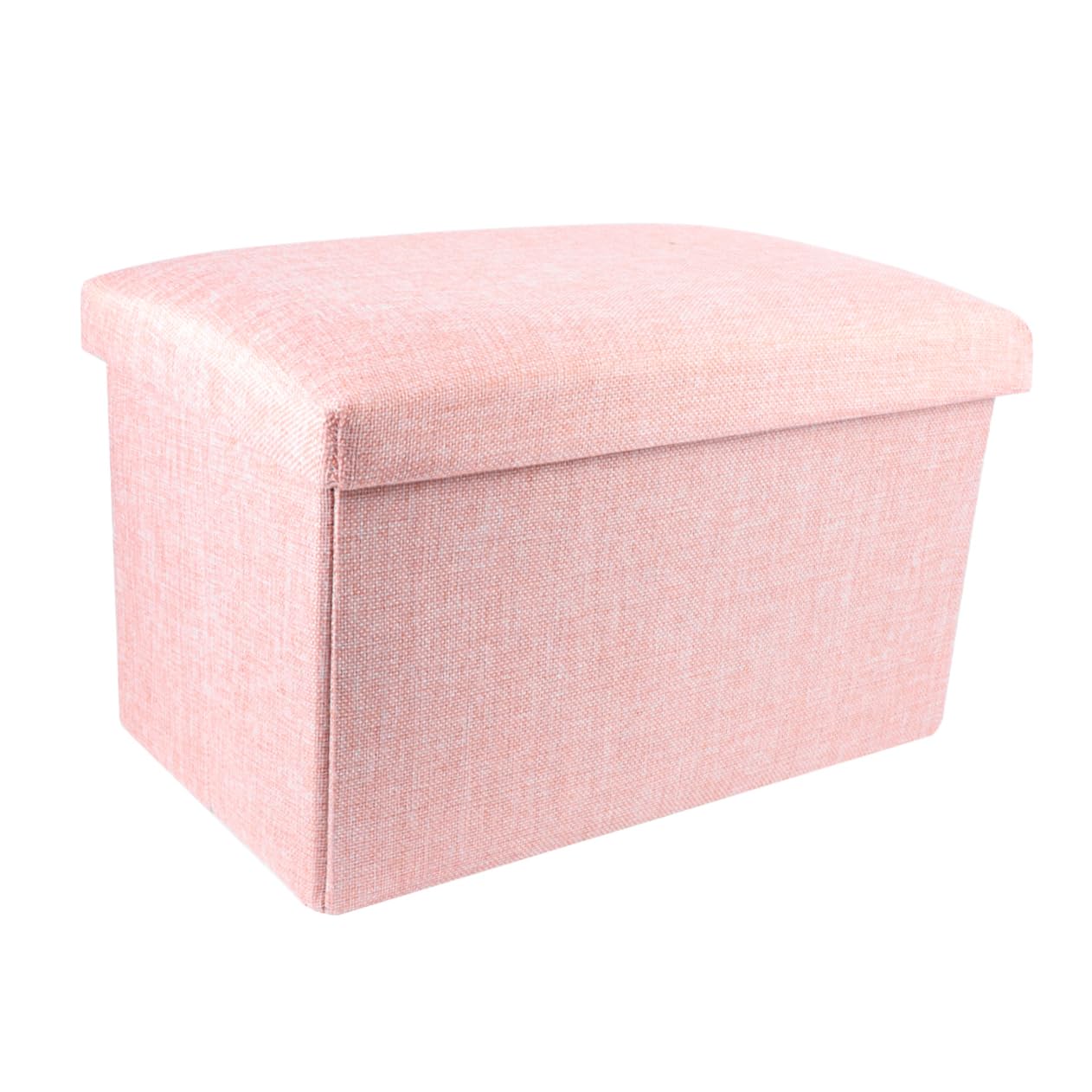 Boîte de rangement pliable décorative en tissu lin IMIKEYA rose avec couvercle