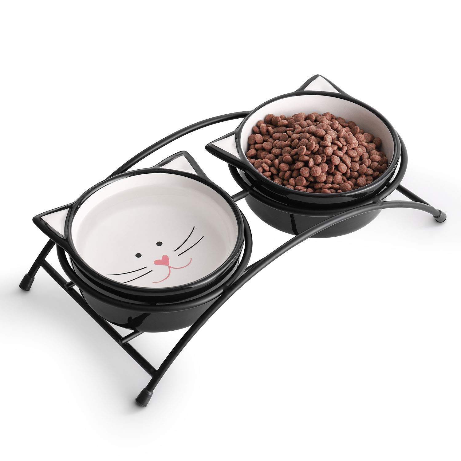 Buy Y YHY Ceramic Raised Cat Bowls, 12 Ounces Cat Food or Water Bowls, Double Cat Dishes with