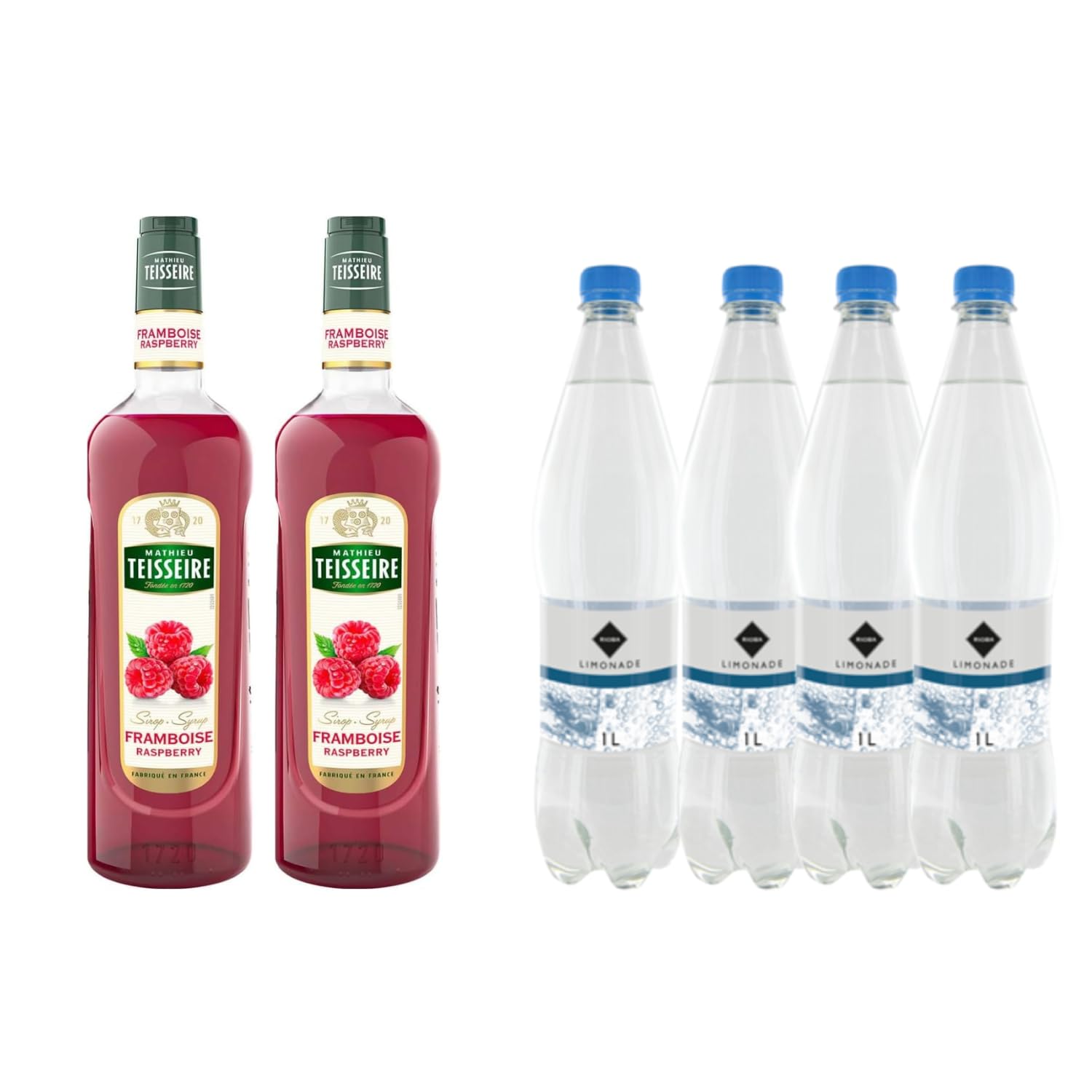 Lot sirop & limonade : Sirop Teisseire - Framboise (2x1L) – Limonade Rioba (4x1L)