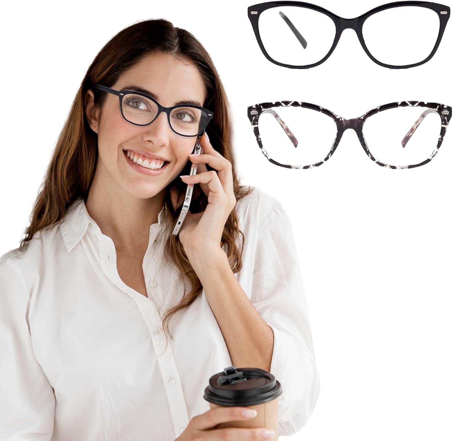 Trendy Premium Reading Glasses for Women Oprah Style Computer Readers Anti Blue Light with TR90 Unbreakable Frame