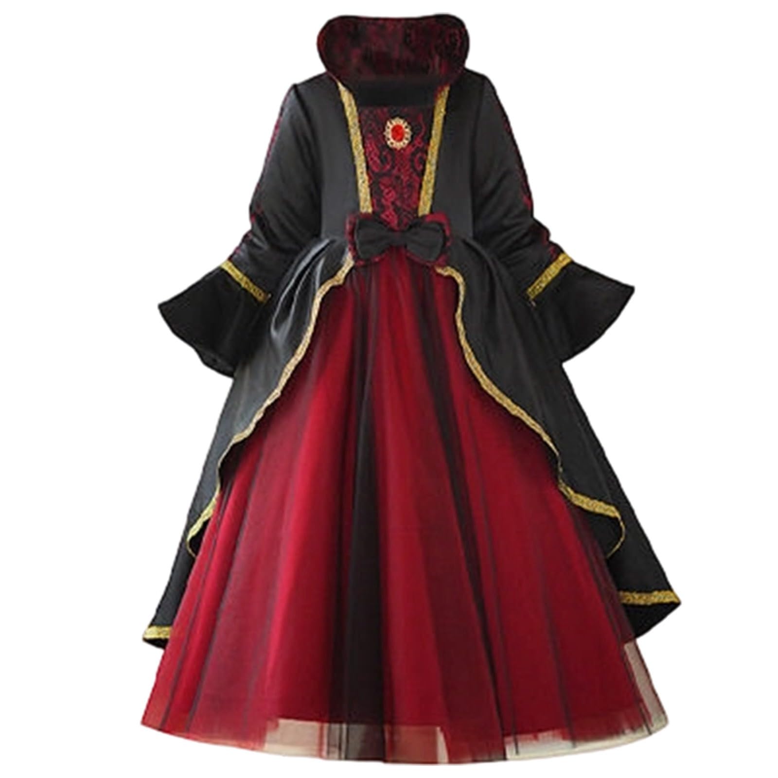Générique Abito da ragazza gotico a maniche lunghe, costume di Halloween per bambini, abito da strega per feste in costume.