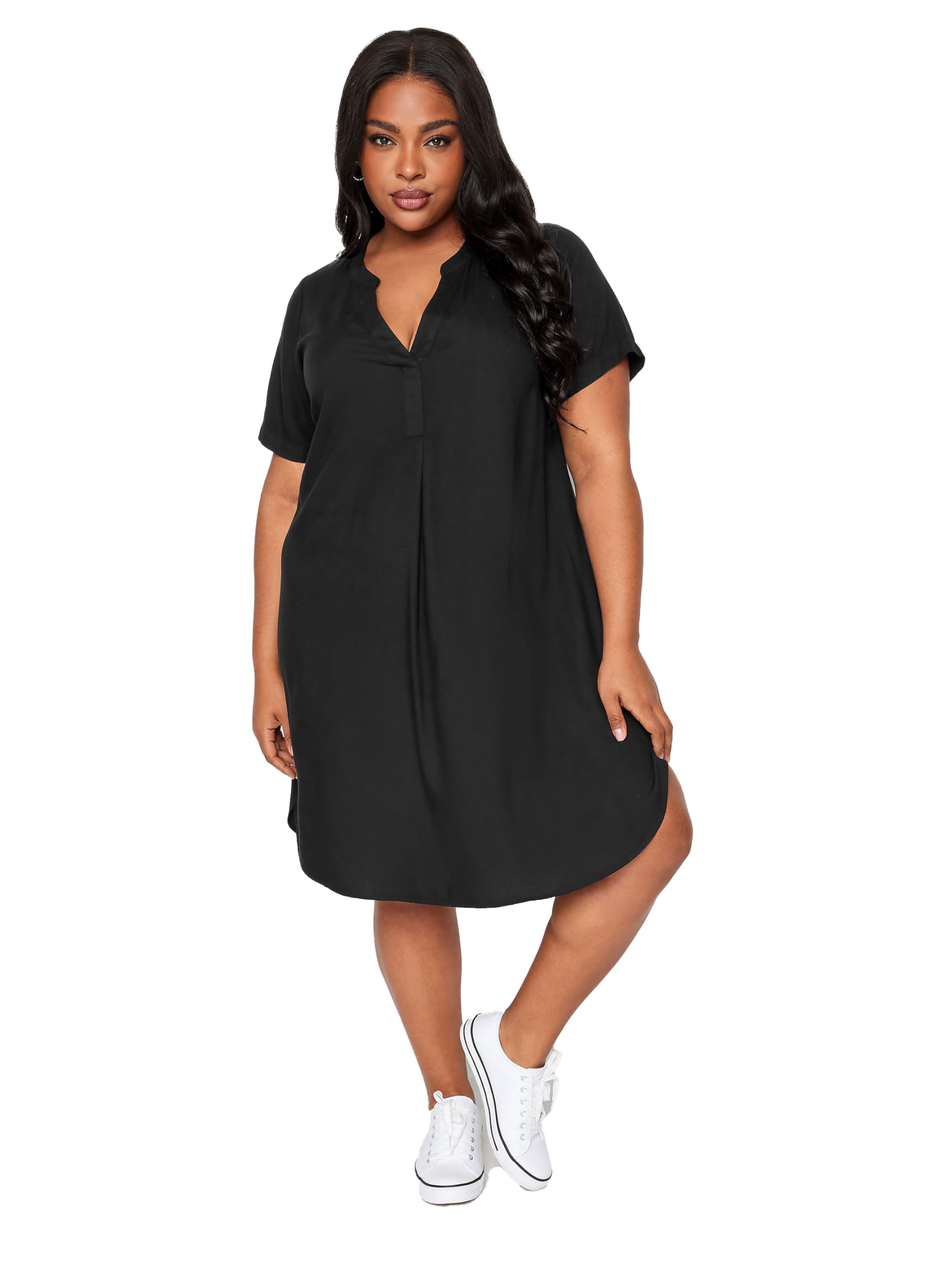 Yours Women's Black Curve Midi Tunic Dress - Plus Curve 26-28 Plus