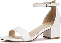 PARTY Women's Open Toe Ankle Strap 2.25" Chunky Block Heel Sandals - Comfortable Low Heels for Parties & Weddings