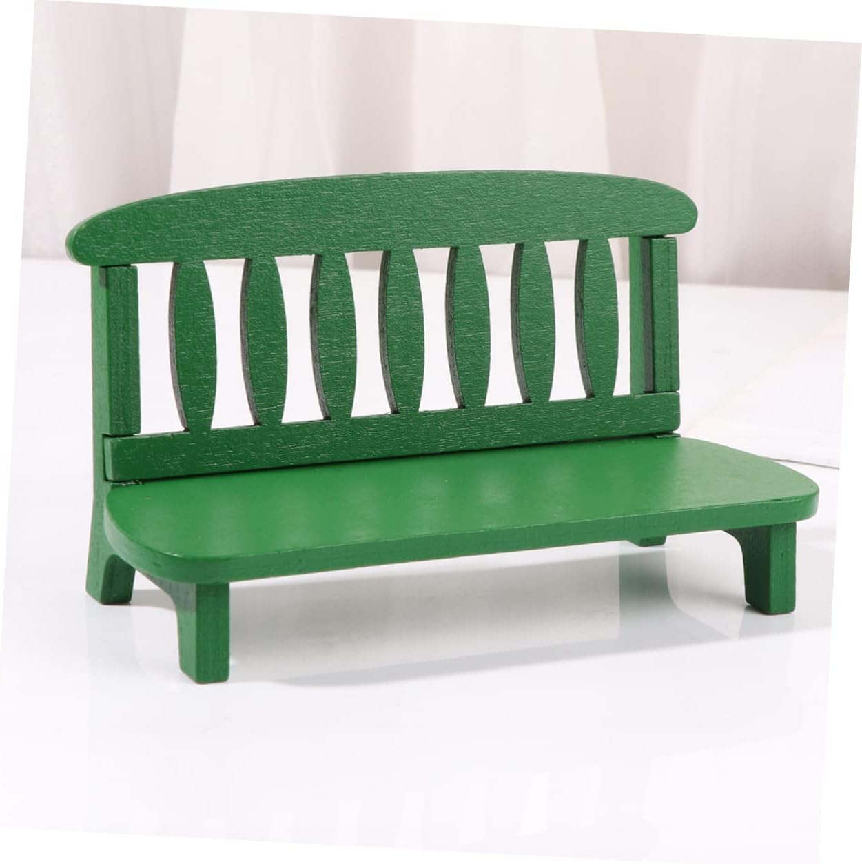 VICASKY 2pcs Mini Settee Model Mini Chairs Home Furniture Miniatures Chair Model Home Wooden Layout Photo Prop Wooden Settee Model Wooden Chair Green