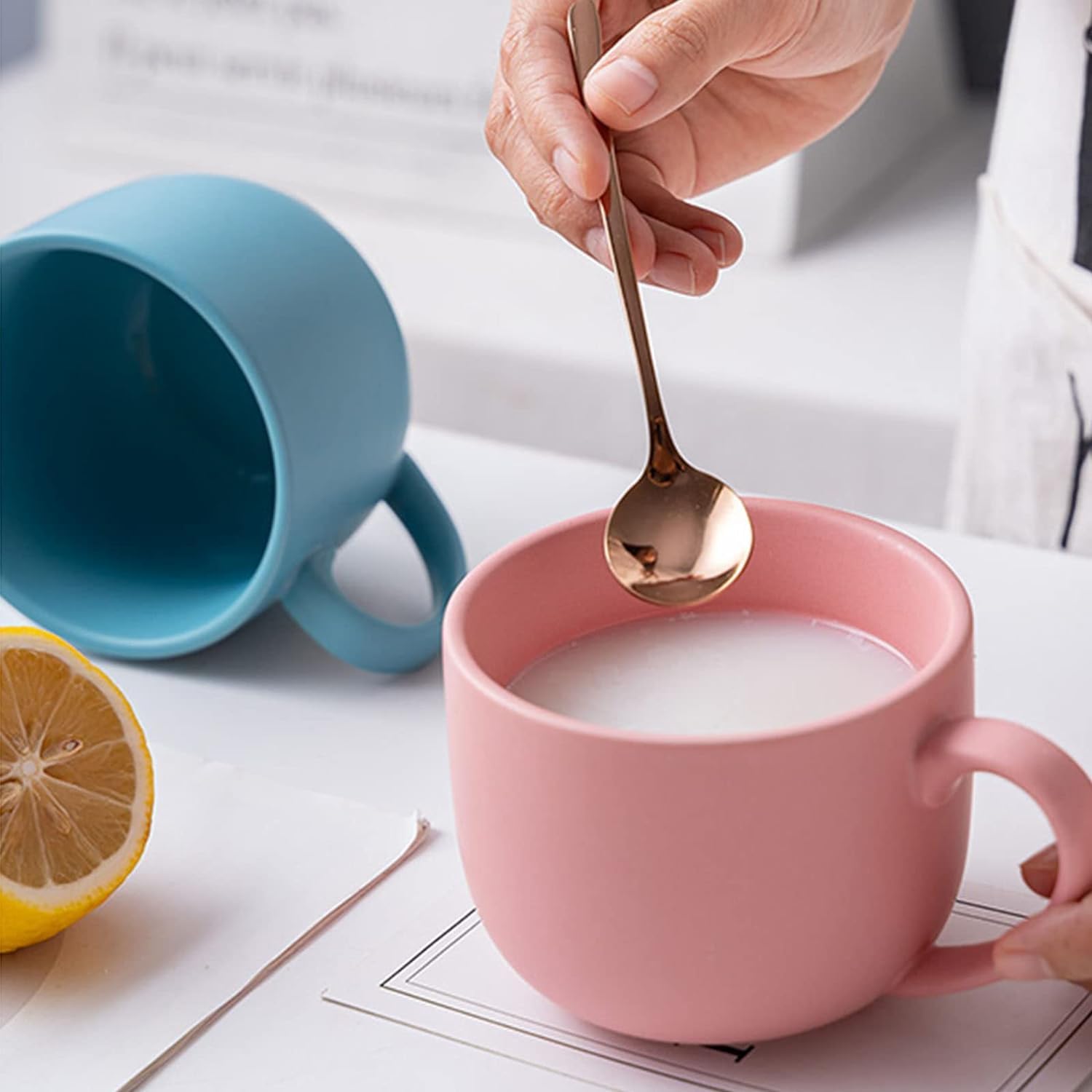 tazas de café personal, Taza de cerámica, taza de café, taza de cerámica de color sólido de 400 ml, taza de té de porcelana, taza con asa, for té espresso latte capuchino postre jugos de chocolate cal