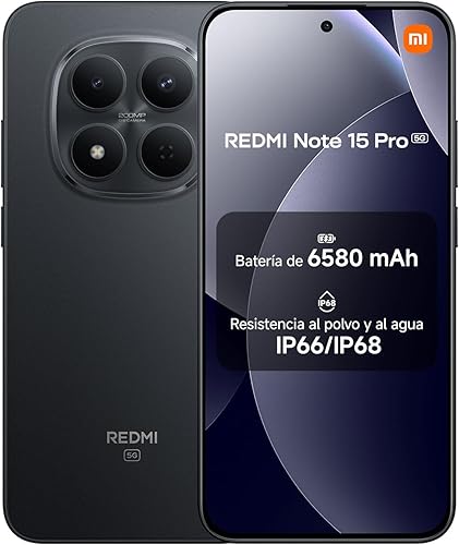 XIAOMI Redmi Note 15 Pro 5G, Smartphone 8+256 GB, Massive 6580mAh Battery, IP66/IP68, New 200MP Camera, 6.83" AMOLED Display, Black, Warranty 2 years, Charger Not Included - 1