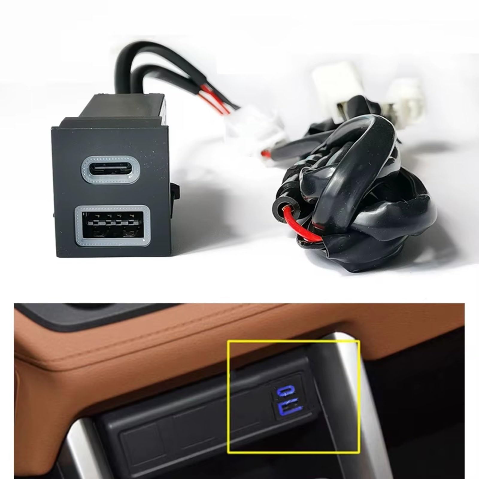 Consola USB Socket AUX Compatible Con Toyota Para RAV4 Para Corolla Coche Cargador PD Carga Rápida QC3.0 Adaptador Carga Teléfono Automático Puerto USB