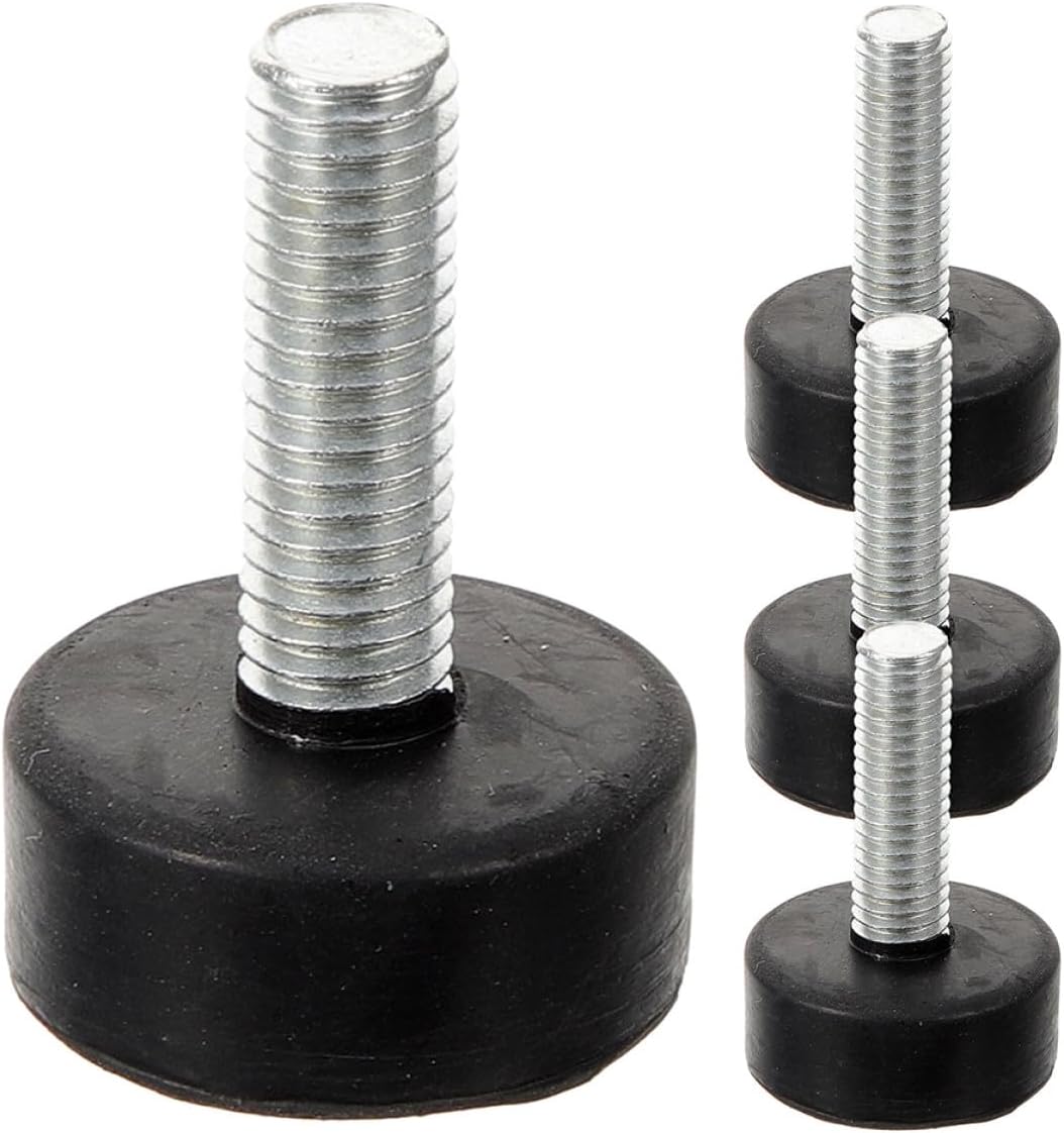 HOMSFOU 4pcs Adjustable Rubber Furniture Leveling Feet with M8 Screws 22mm Length, Heavy-Duty Anti-Vibration Table and Chair Foot Pads for Furniture Stabilizing and Floor Protection