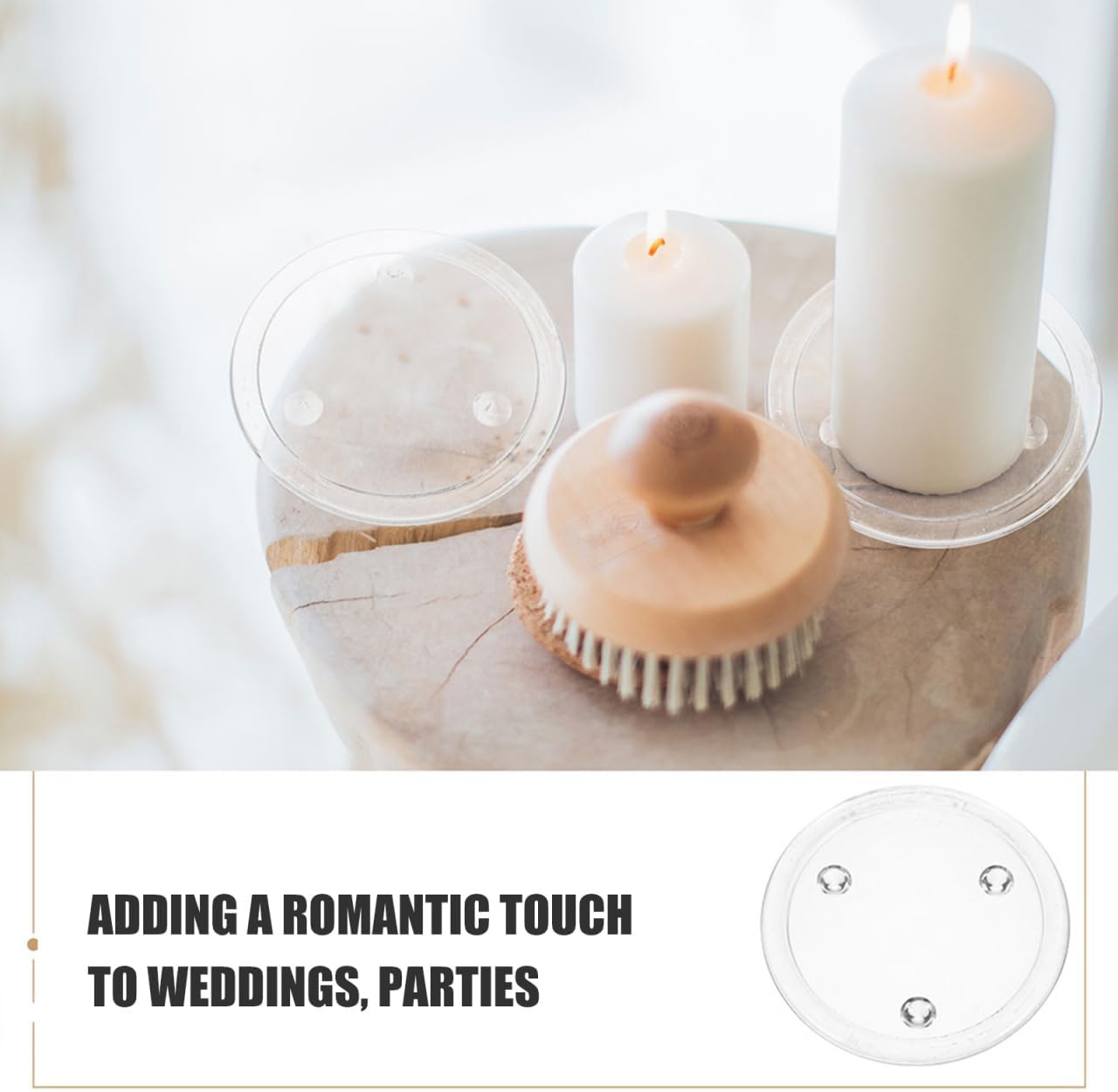 Hemobllo 4PCS Clear Glass Pillar Candle Plates，Round Glass Candle Holder，4'' Small Holders for Dinning Wedding Party Table Centerpiece