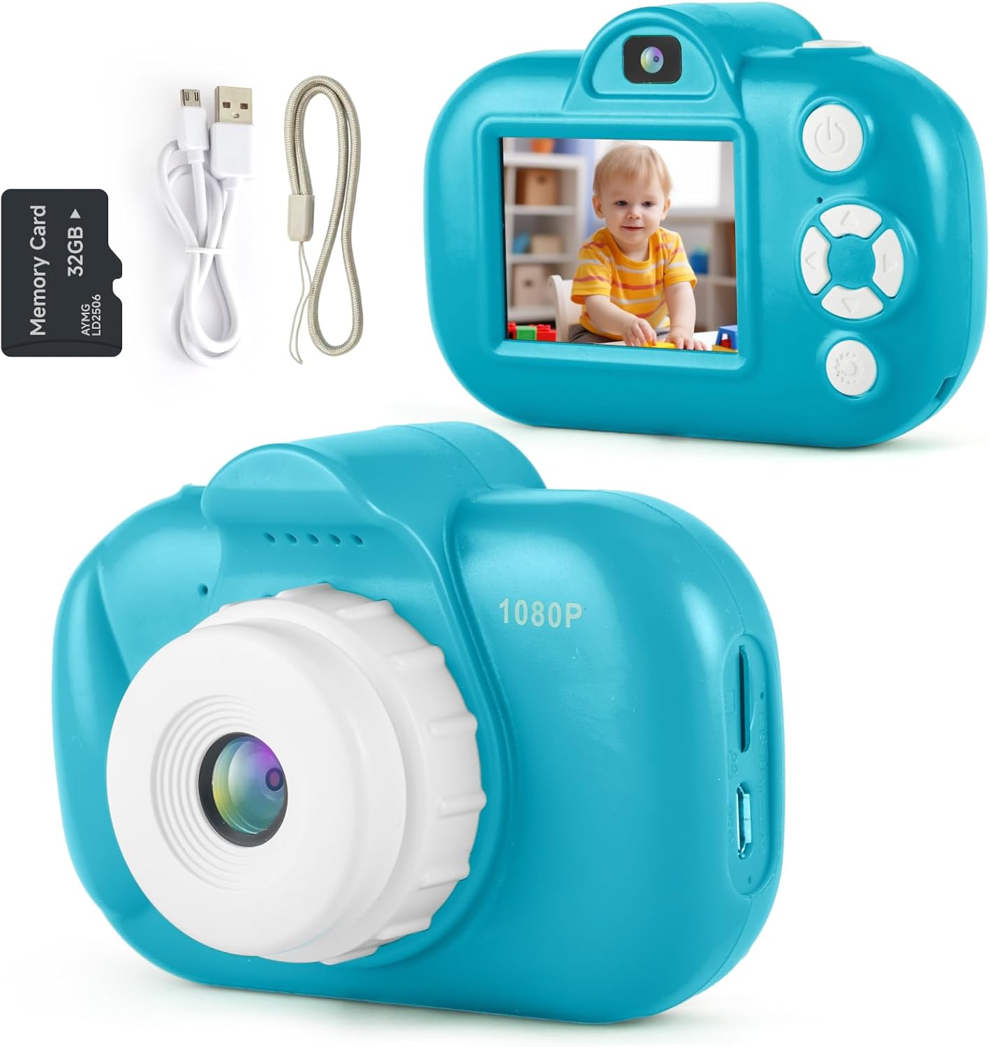 Camera for Kids, NBKLS Kids Camera for Girls Boys, Toddler Digital Cameras with 32G SD Card and 4 Puzzle Games, Christmas Birthday Gifts Toys for 4 5 6 7 8 9 Years Old Girls
