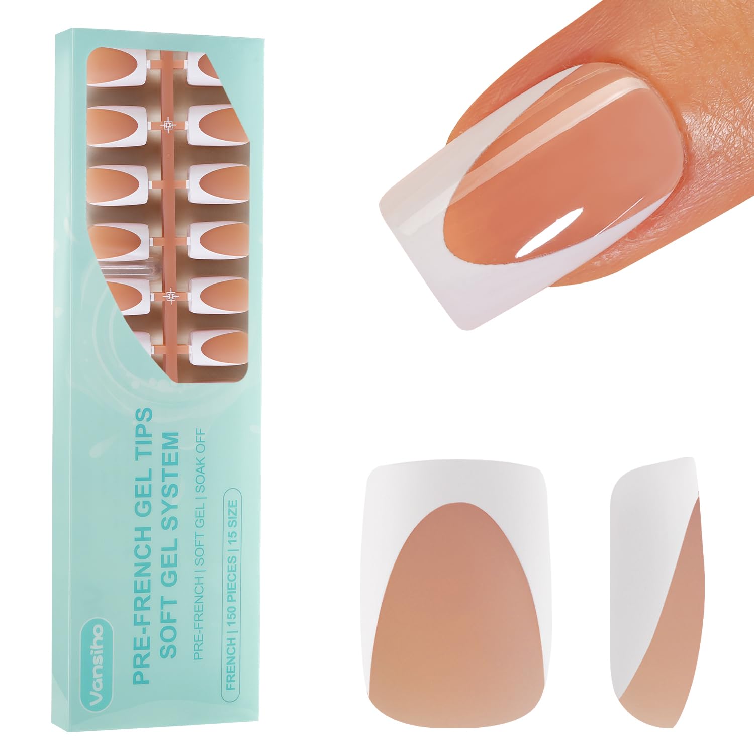 Photo 1 of Deep French Gel Nail Tips Brown, Vansiho French Tip Press on Nails, Short Square Nail Tips, Soft Gel Nails False Nail, Acrylic Fake Nails for Nail Art DIY 15 Sizes