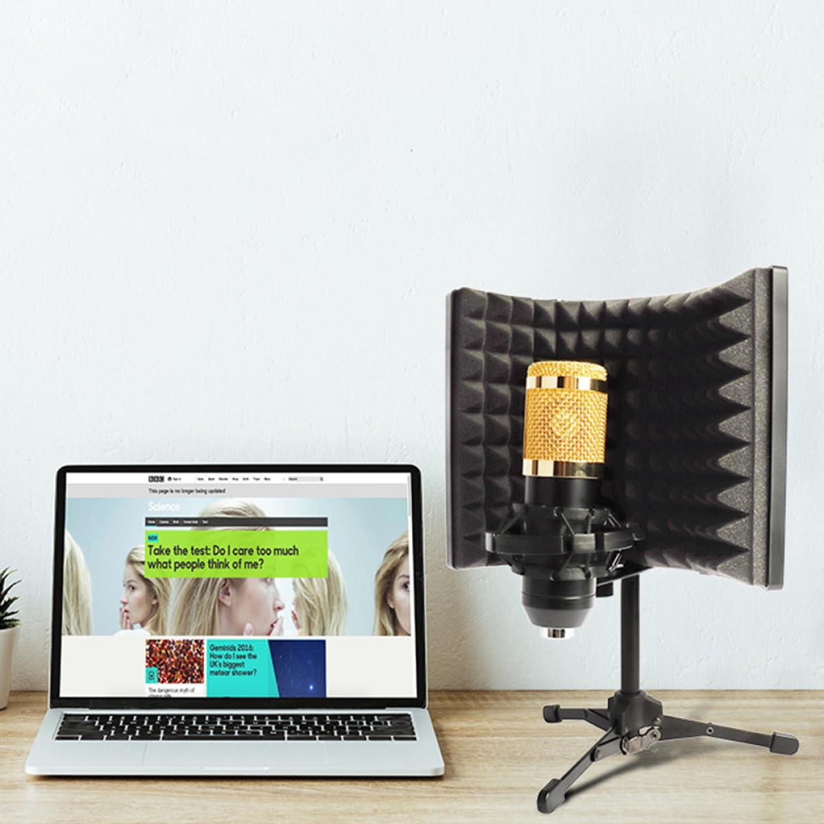 Mikrofon Windschutz aus Metall, 1, Drei Stück Ausführung | Schwarz, Schaumstoff und Metall, Verstellbarer Winkel, Einfache Montage, für Videochat und Professionelle Aufnahmen
