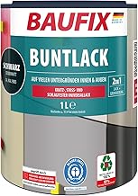 Baufix Peinture colorée noire satinée 1 litre - Diluable à l'eau - Pour intérieur et extérieur - Convient pour bois/zinc/béton/fer/maçonnerie