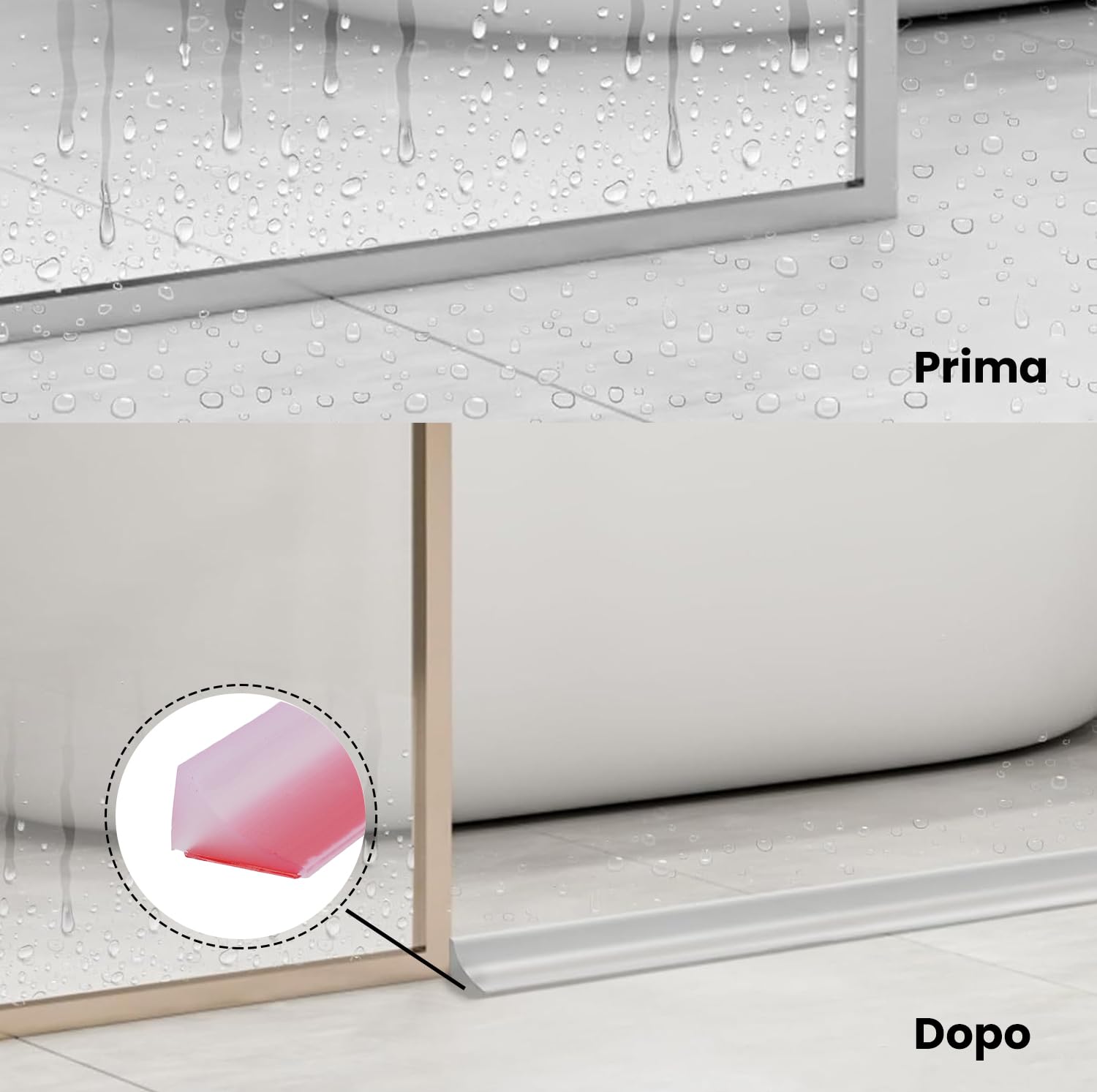 Barriera Doccia Ferma Acqua, Self-Adhesive Decorative Strip Trasparente Decor Tape, per decorare la camera da letto, bagno, la cucina 1.5M Trasparente