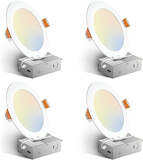 Amico 4 Pack 6 Inch 5CCT Ultra-Thin LED Recessed Ceiling Light with Junc...