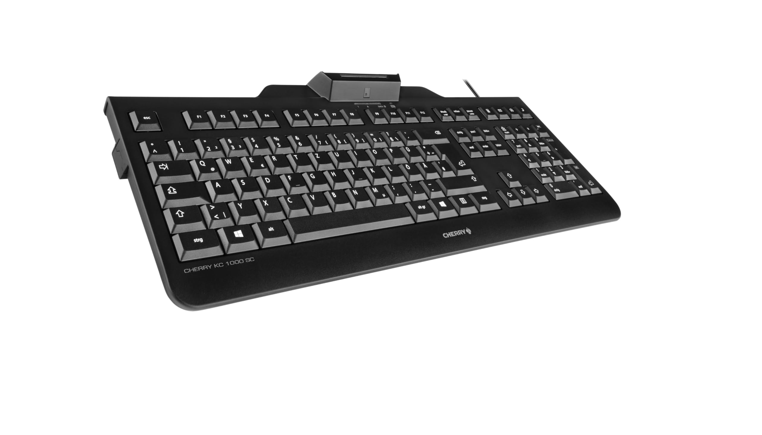 CHERRY KC 1000 SC, Tastiera di Sicurezza Cablata con Lettore di Carte Integrato, Layout Tedesco (QWERTZ), Plug & Play (Connettore USB-A), Design Piatto, Nero
