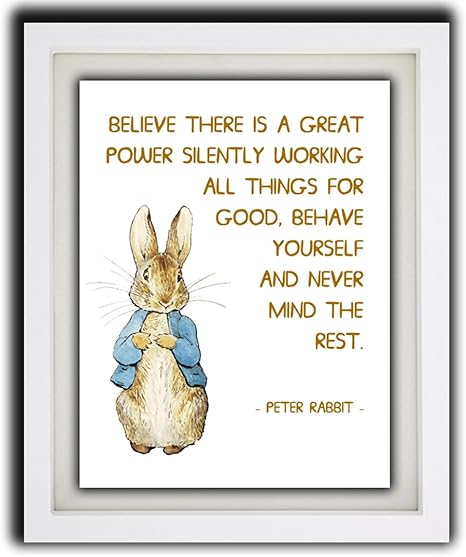 pixool co uk peter rabbit famous quote framed print by beatrix potter believe there is a great power bedroom nursery artwork white amazon co uk baby products