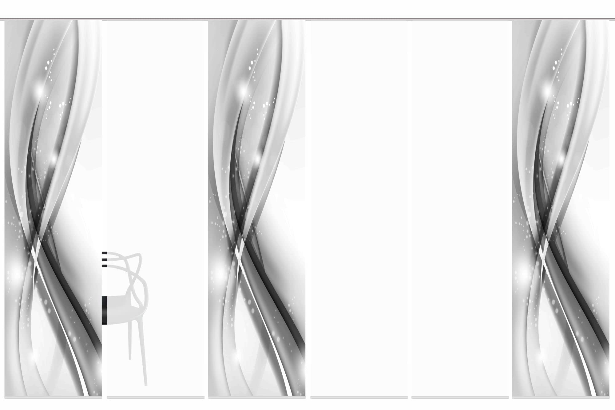 6er-Set Flächenvorhänge MALALAI Blickdicht/halbtransparent, Höhe 245 cm, grau, 245 x 60 cm