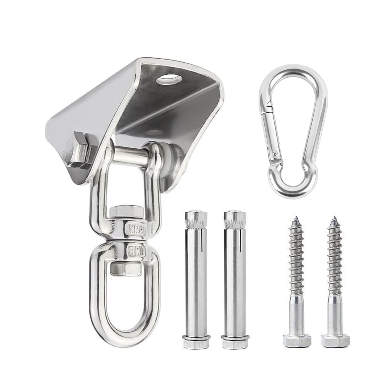 Heavy Duty Swing Hangers 450KG Capacity 304 Stainless Steel 360° Rotate Hammock Chair Hanging Kit, Ceiling Hook Suspension Hooks with Bolt for Wood/Concrete Gym Yoga Rope/Aerial Hoop/Punching Bag