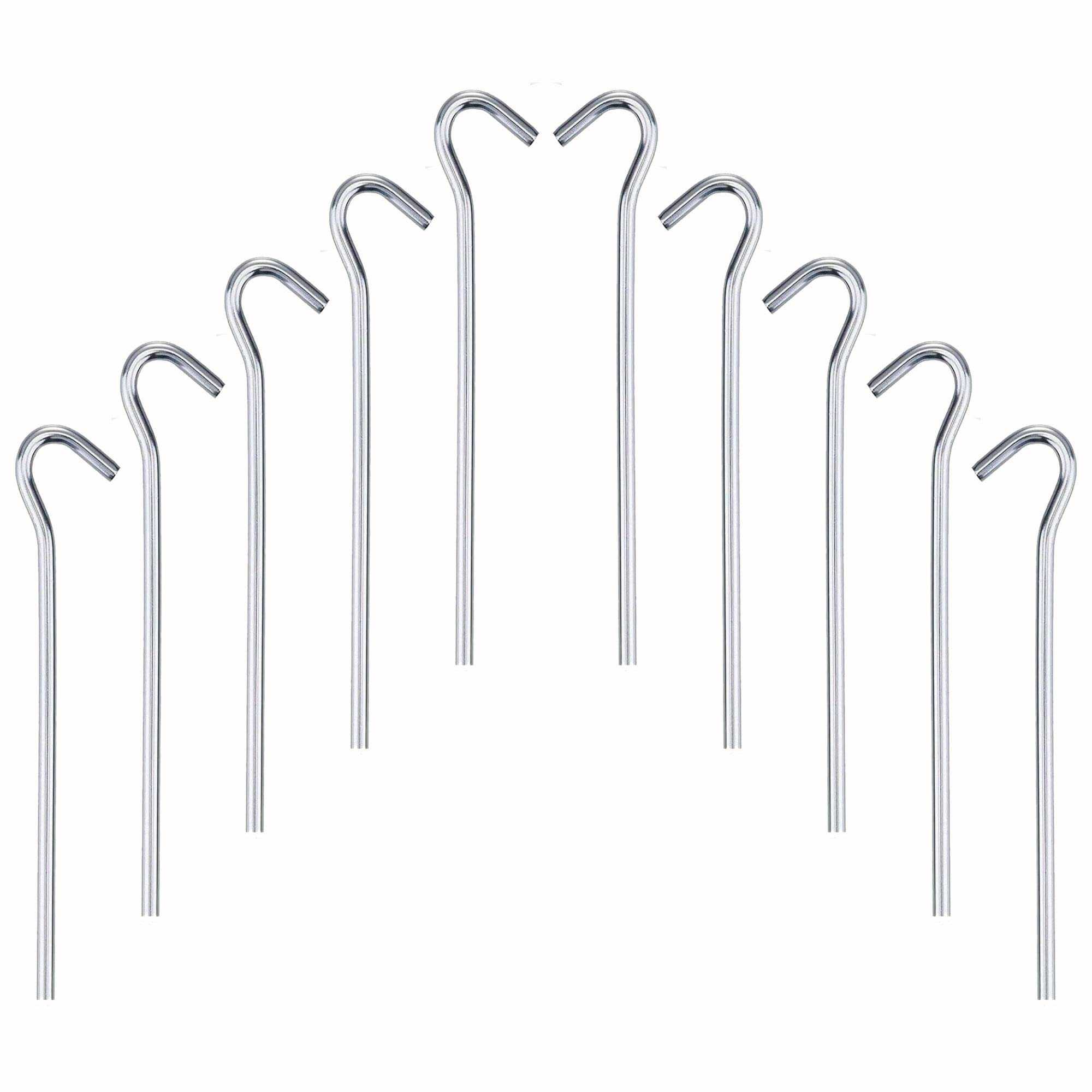Steel Tent Pegs Heavy Duty Metal Galvanized Ground Stakes Tent Hooks Rust Free Garden Pegs For Netting Camping Hiking Beach Outdoor Garden Gazebo Tarpaulin And Traveling (Pack of 10)