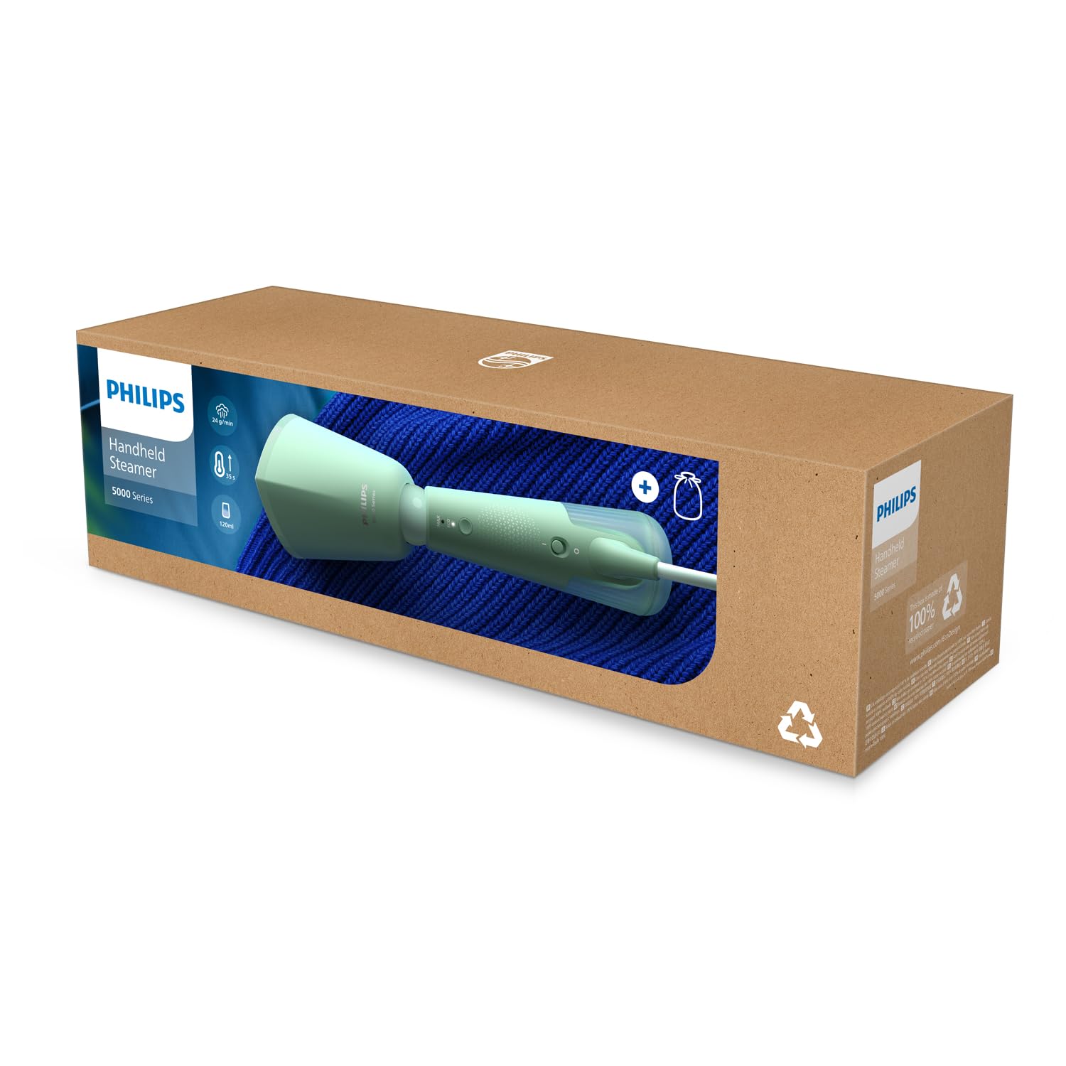 Défroisseur a main - PHILIPS - STH5010/70 - 1300 W - Défroissage vertical - Débit de vapeur continu - Cordon : 2,5 m - Vert
