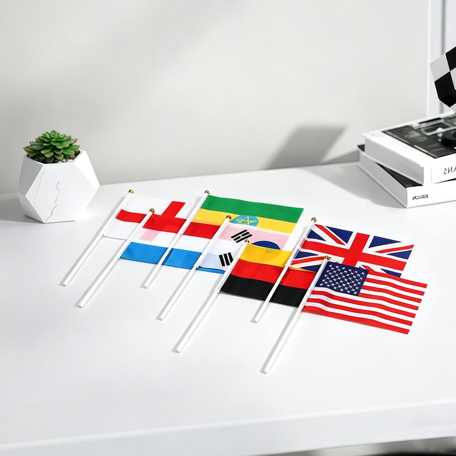 Banderas del Mundo Set 32 Países 14x21cm Poliéster Doble Cara Decor Copa Mundial