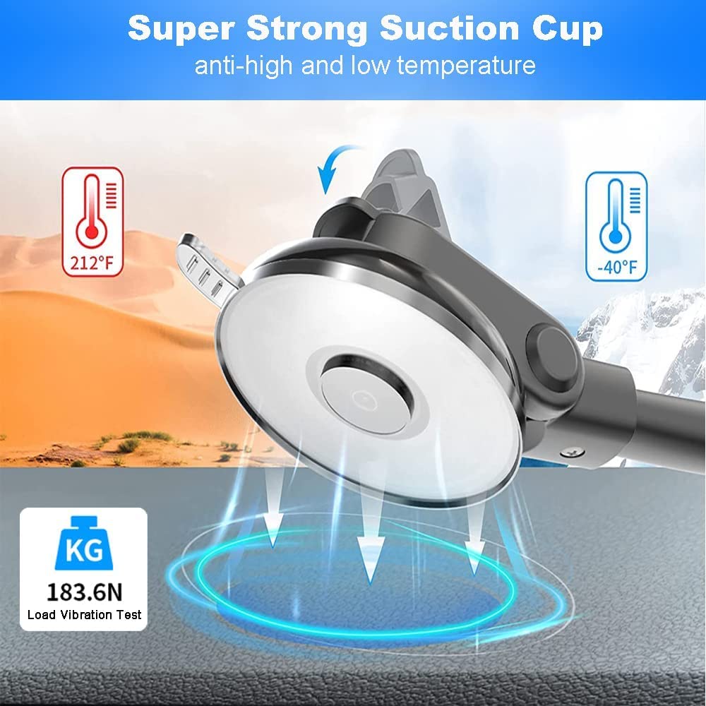 Soporte de teléfono para parabrisas de coche para usuarios de agarre plegablemontaje en zócalo, soporte para teléfono celular de cuello de cisne de brazo largo mejorado de 13 pulgadas para soporte