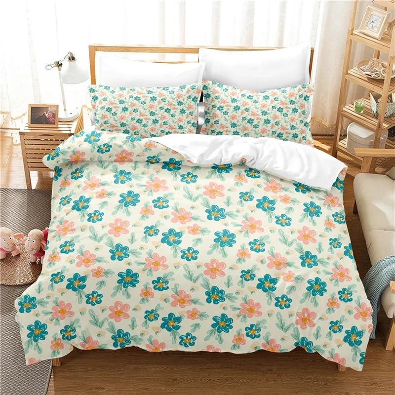 Housse de couette 90x190 microfibre froissable éliminée pour lit enfant fleur minimaliste