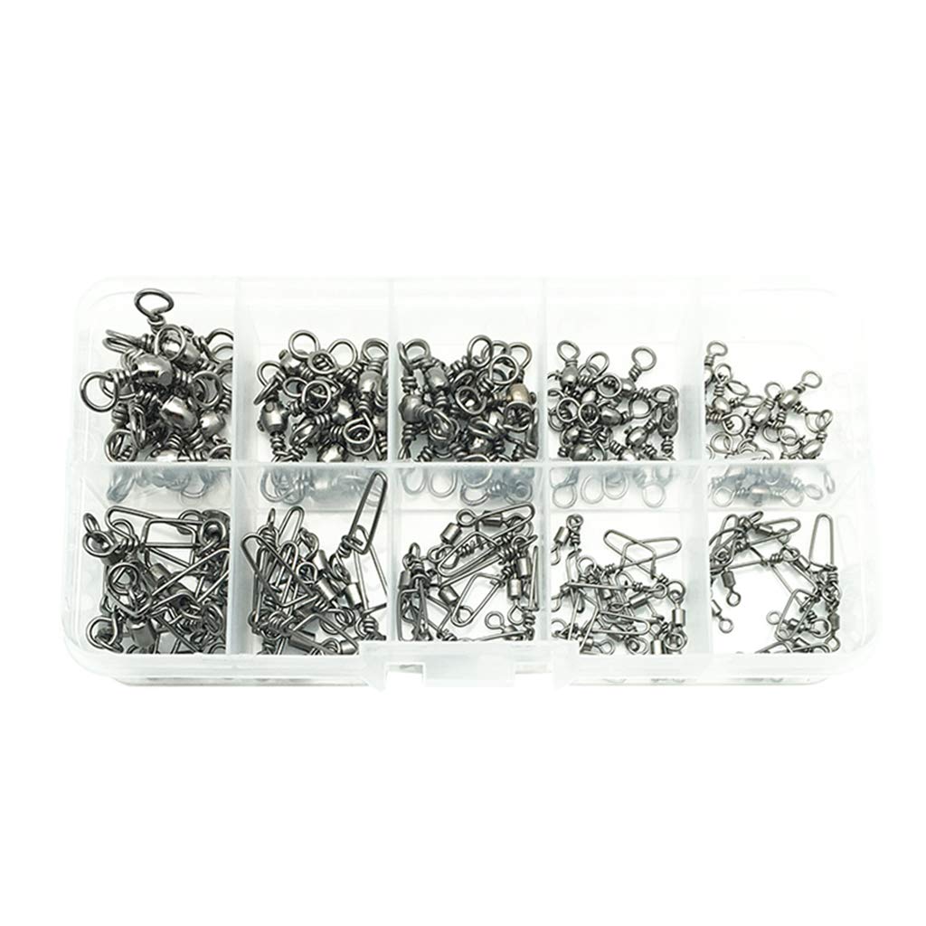100 pz pesca Rolling Swivels w/Coast Lock Snap & 3 Way Barrel Girelle L