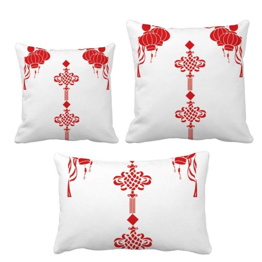 Coussin lanterne rouge et nœud chinois avec insert pour la décoration du canapé maison