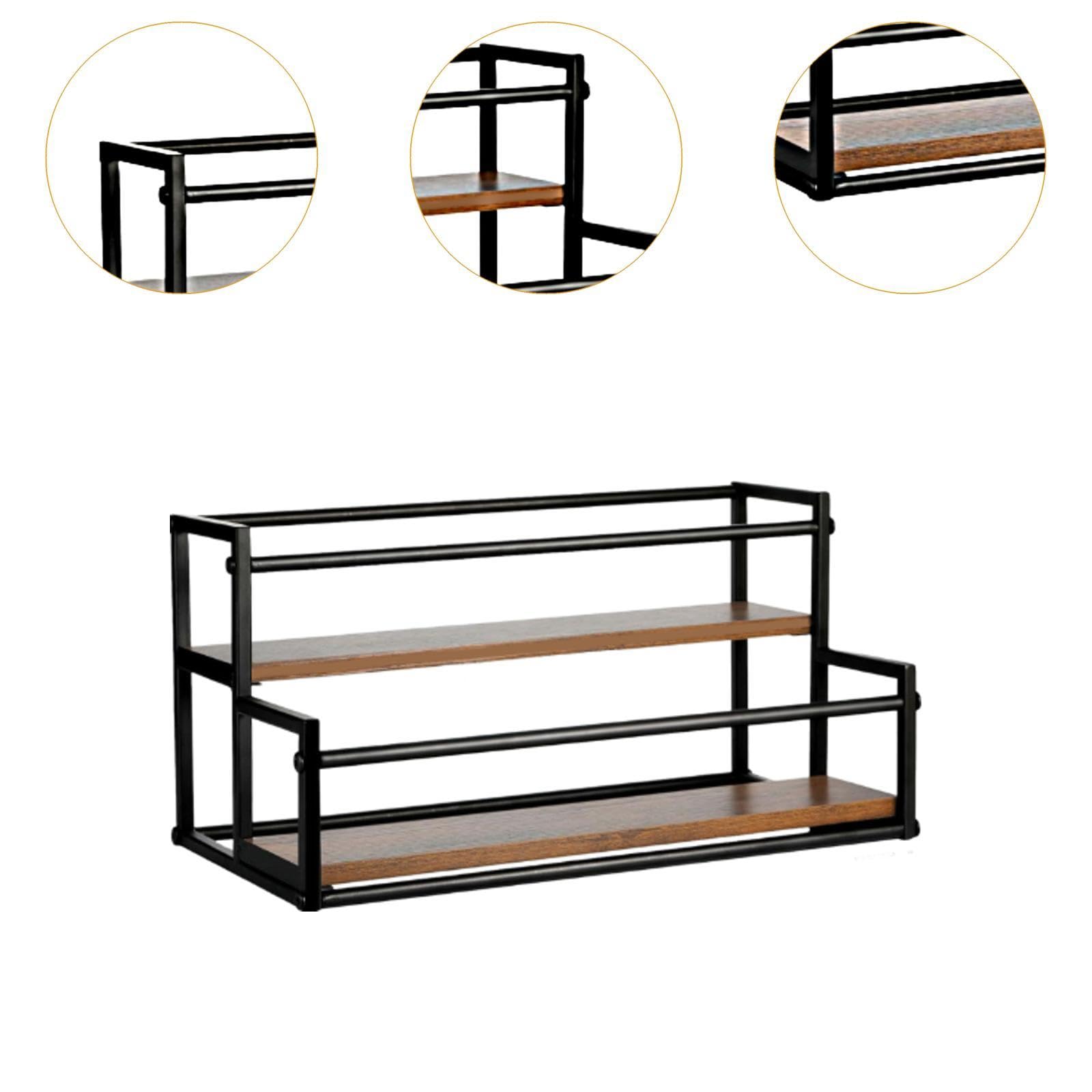Support de Rangement pour Sirop de Café, Support à Vin, Organisateur D'épices à 2 Niveaux pour Station de Café, 43x23x21.2 Cm