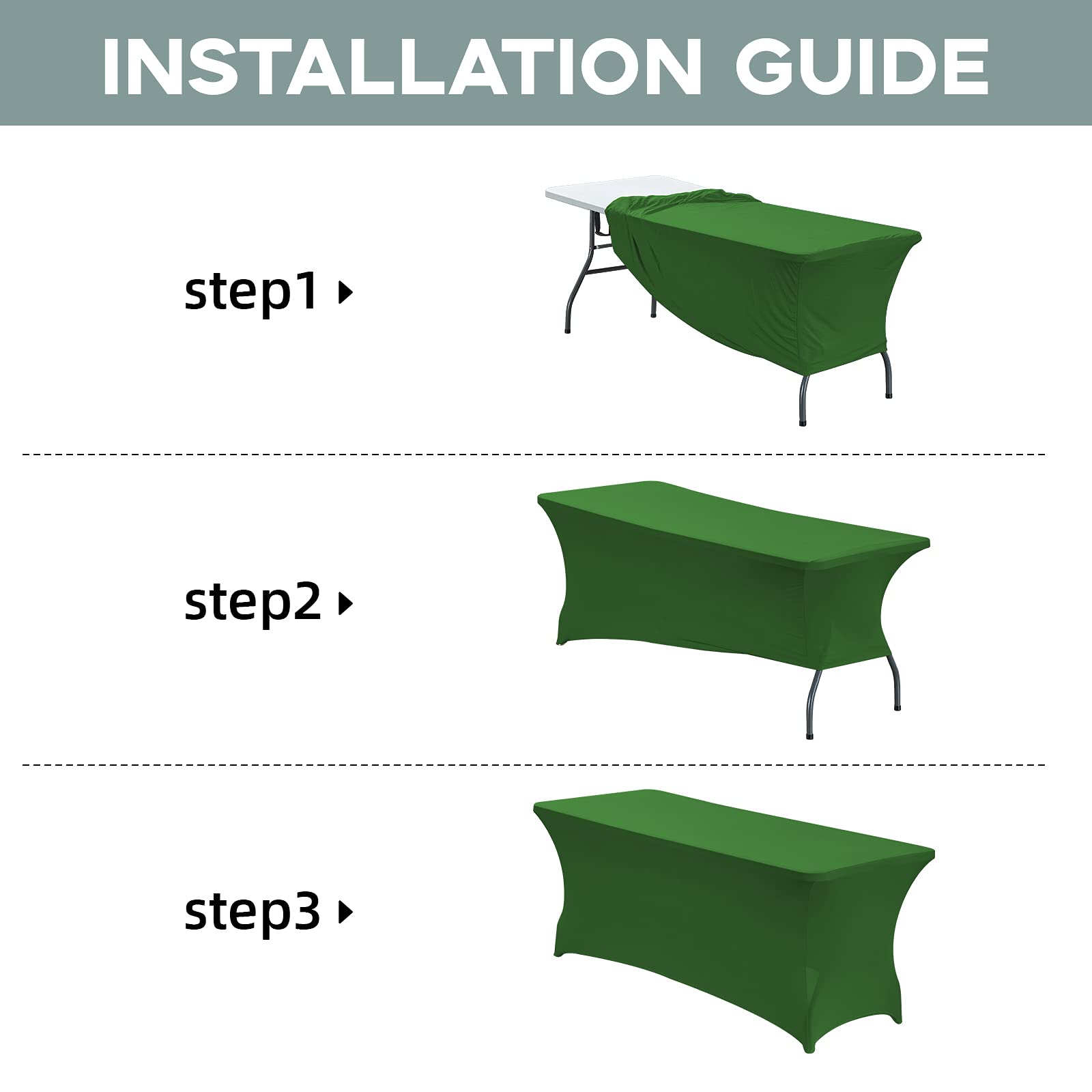 CWK - Mantel de 180 cm, de elastano elástico impermeable, para mesas rectangulares plegables, resistente a las arrugas, ajustable, para fiestas, bodas, banquetes y eventos (verde)