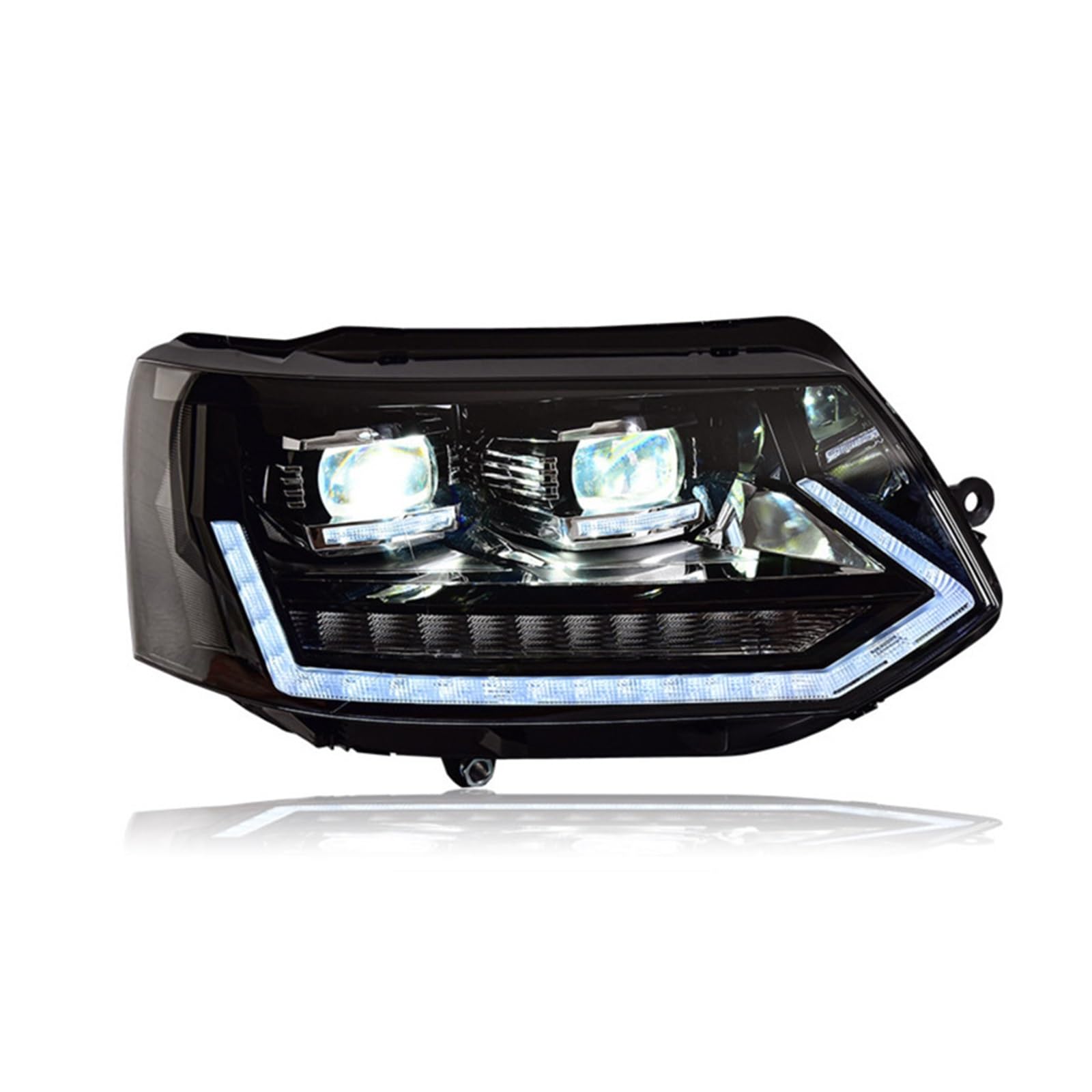 BOYDREAM Piloto Trasero Coche Faro delantero de estilo de coche para VW para Caravelle T5, faros delanteros LED 2010-2015, doble lente, para giro dinámico para accesorios de señal(B style)