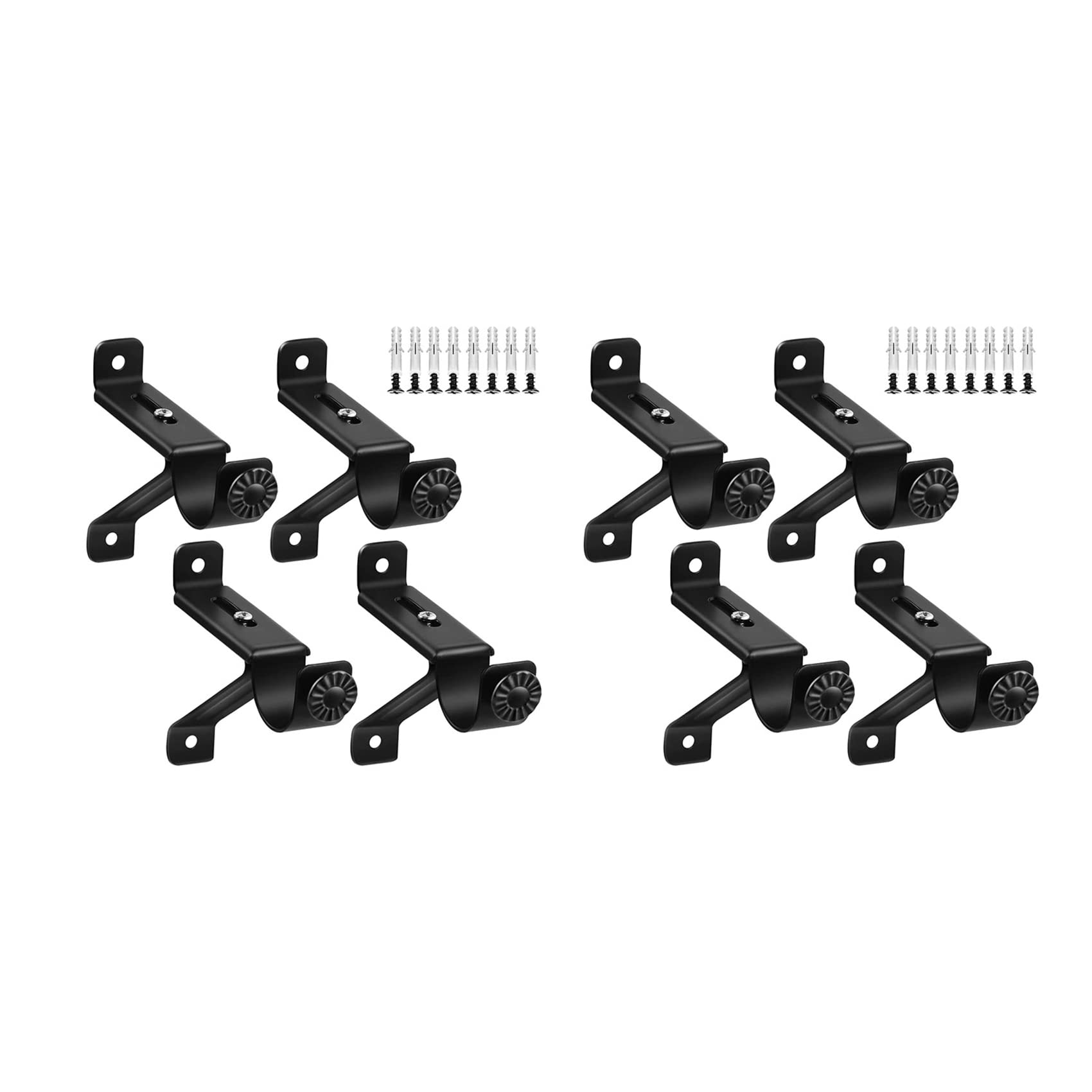 Hndhbfgrt Black 8X Curtain Rod Bracket, Adjustable Heavy Duty Curtain Rod Holders, Curtain Rods Hooks Hangers For Wall Drapery Rod