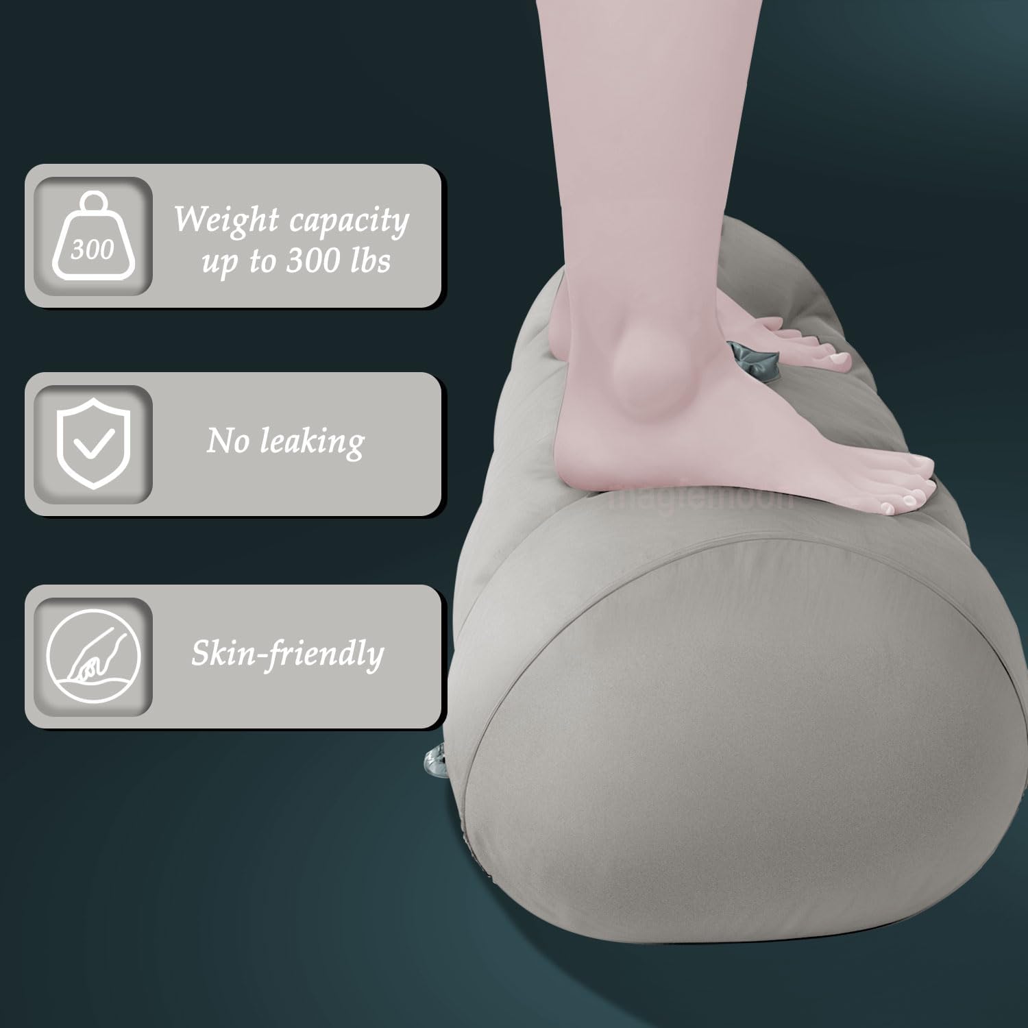 Sex Pillow Couples Sex Toys, Heart Shaped Inflatable Cushion Furniture for Bedroom Dildo Mount, Upsize Pillow with Bondage Cuffs, Cross Strap, Nipple Clamps BDSM Kit