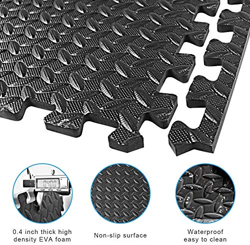 StillCool Puzzle Exercise Floor Mat, EVA Interlocking Foam Tiles Exercise Equipment Mat with Border - for Gyms, Yoga, Outdoor Workout, Kids (E. 20 Square Feet (20 Tiles) - Black) - Thumbnail 5