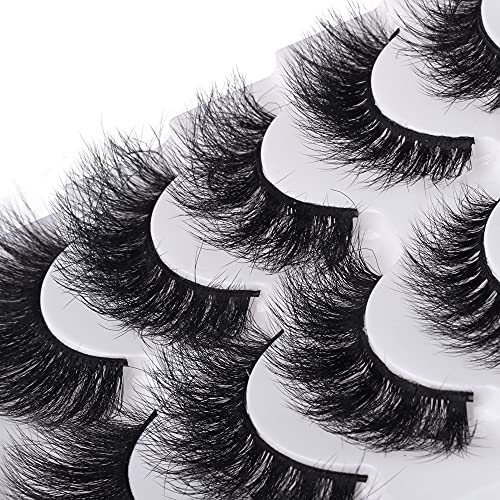 Eyelashes 8D Mink Lashes Pack Natural Look Fluffy False Siberian Mink Eyelashes Dramatic Thick Wispy Eye Lashes 5 Pairs