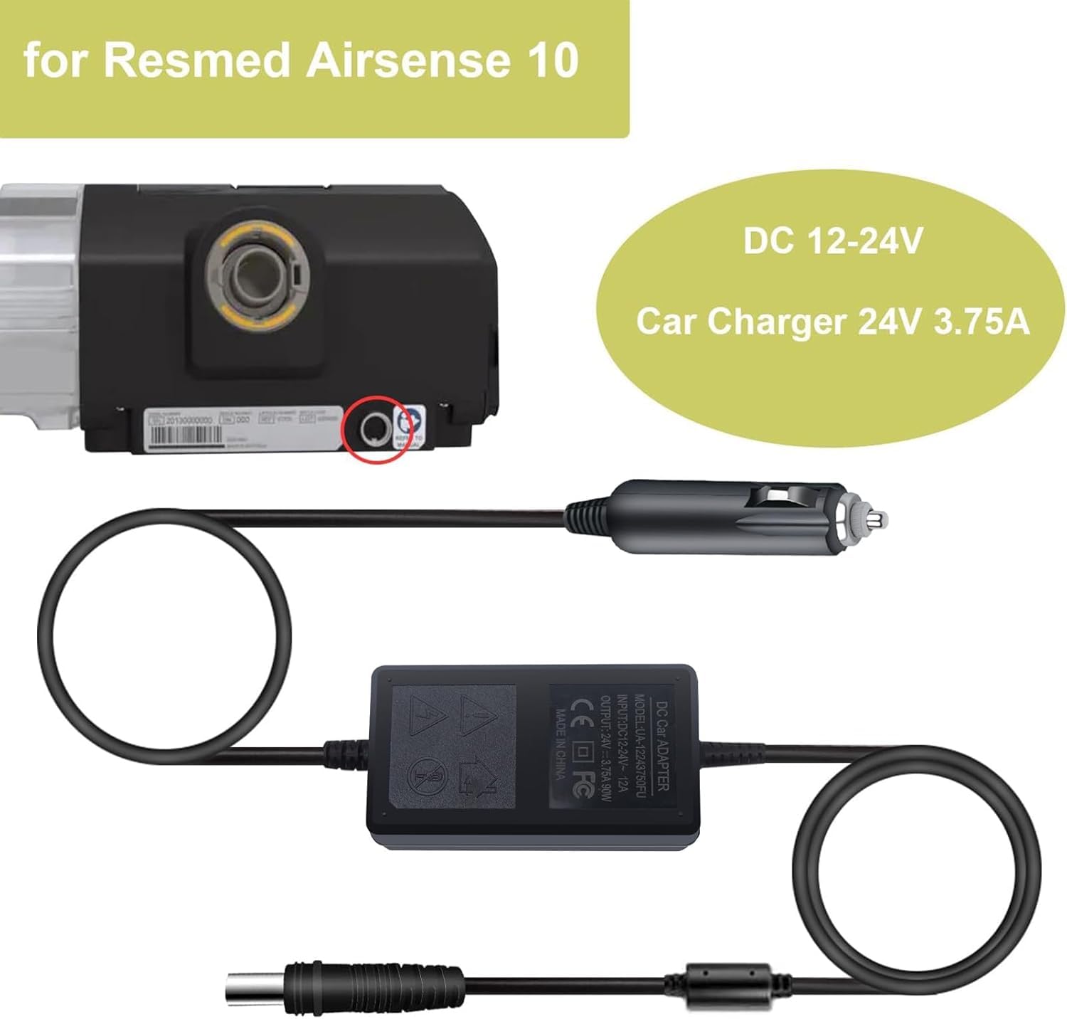 12V/24V Adapter Power Supply for ResMed AirSense 10 AirCurve 10 Autoset AirSense  10 CPAP BiPAP Machine Lumis 100 150 AirSense S10 Elite Vehicle Cigarette  Lighter Car Charger : Amazon.ie: Industrial & Scientific