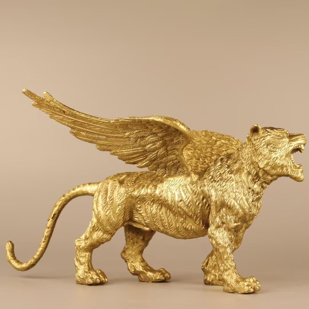 Dytartzx Brass Tiger Statue | Home Office feng Shui Decoration | Zodiac Animal Statue | Wealth and Protection