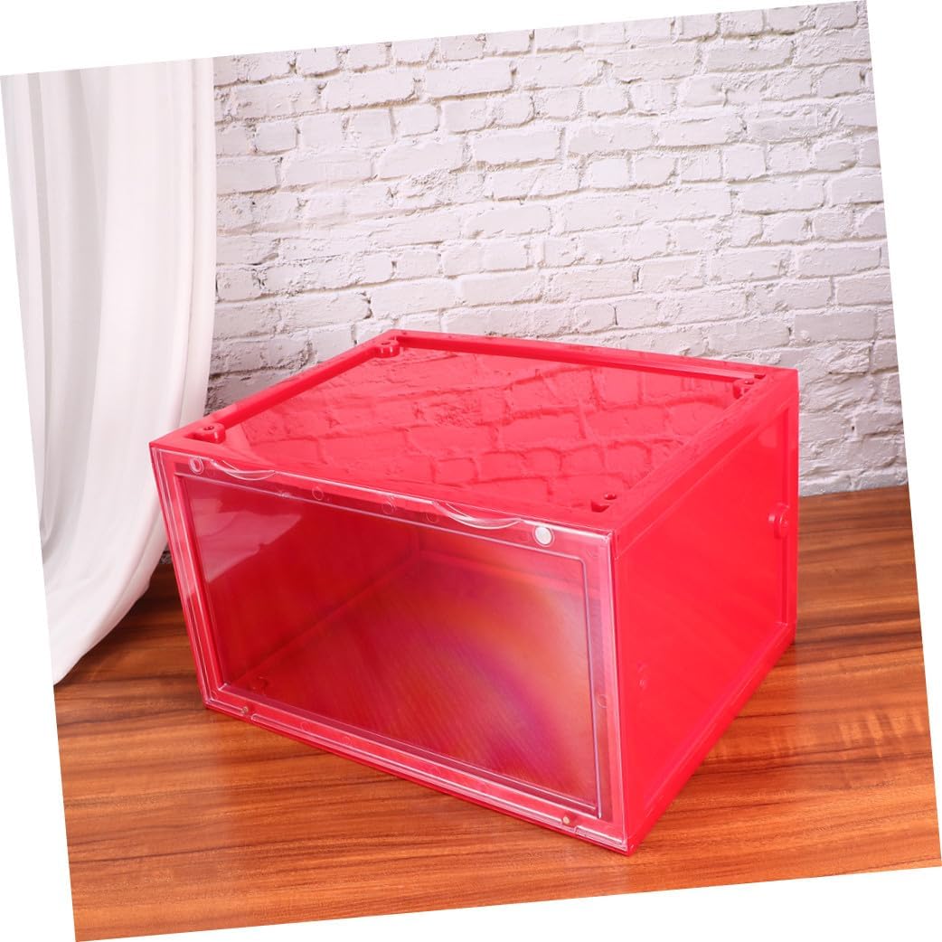 Luxshiny 1pc Magnetic Type Shoes Box Organizer for Sneaker Storage Side Open Design Red for High Heels Sneakers Boots